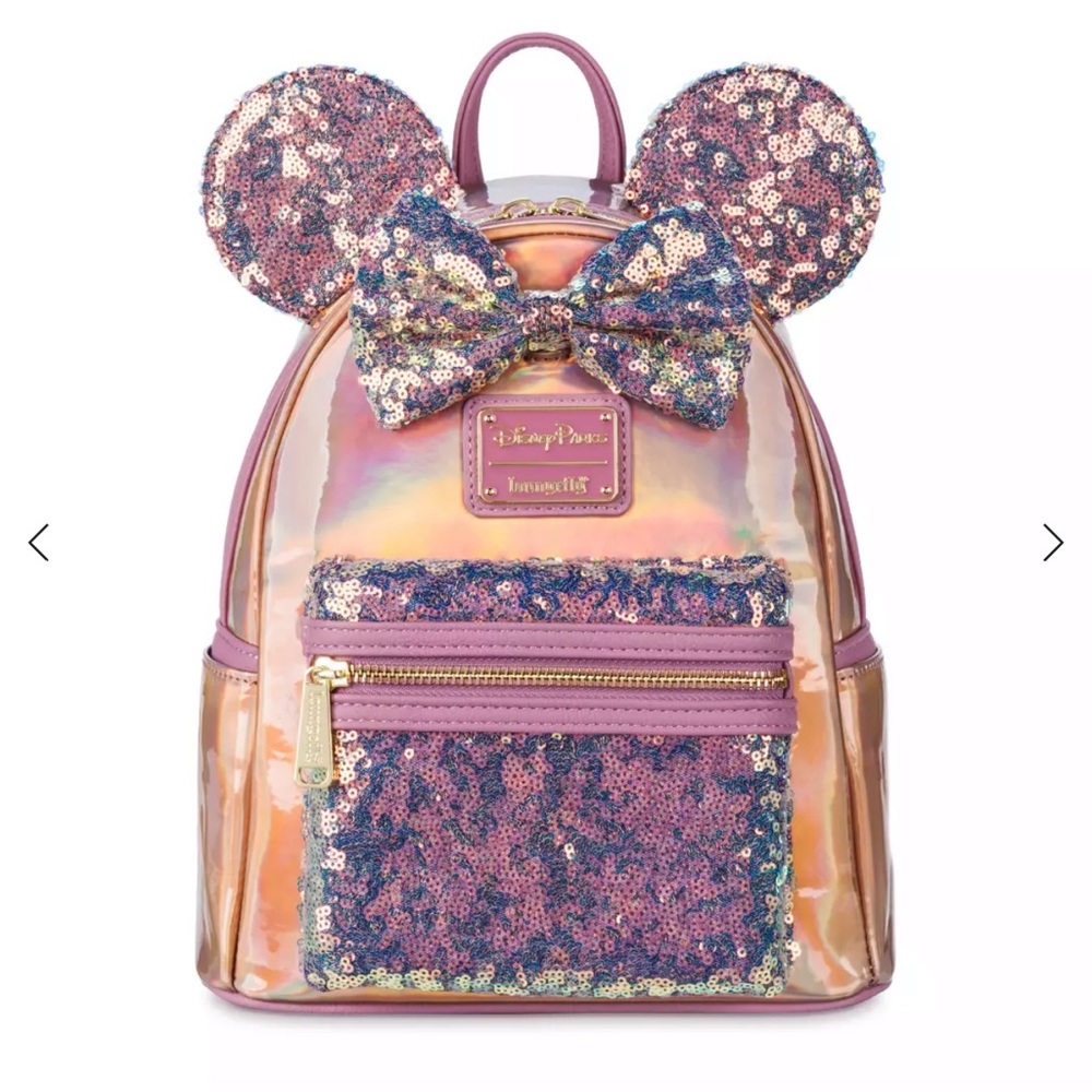 New! Disney 50th Anniversary Minnie Mouse EARidescent Mini Backpack by Loungefly